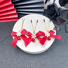 Load image into Gallery viewer, 1 Pair Cute Bow Nipple Clamps V Clips Women Girls, Decorative Nipple Clamps Sexual Pleasure Nipple Toys Sex Toys Non Piercing (Red)
