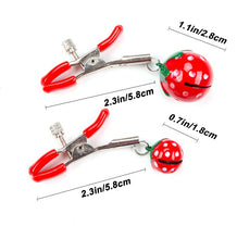 Load image into Gallery viewer, 1 Pair Cute Strawberry Nipple Clamps Decorative Nipple Clamps with Bells Nipple Clips for Women Pleasure Adult Sexual Toys for Couples (Large Bell)
