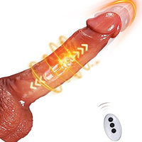 Realistic Thrusting Dildos Vibrator with Heating 8inch Silicone Adult Sex Toys G-Spot Vibrating Penis Strong Suction Cup Telescopic Big Size for Women & Men Flesh