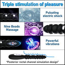 Load image into Gallery viewer, Electric Shock Anal Vibrator Prostate Stimulator 9 Beads Vibrating Anal Plug with 10 Powerful Vibrations 3 Electric Shock Pulse Modes, Anus Massager G-spot Anal Sex Toy for Men, Women
