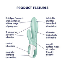 Load image into Gallery viewer, Satisfyer Air Pump Bunny 5+ Rabbit Vibrator with Inflatable Shaft and App Control - G-Spot and Clitoris Stimulation, Vibrating Dildo - Compatible with Satisfyer App, Waterproof, Rechargeable
