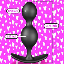 Load image into Gallery viewer, Anal Beads Silicone Butt Plug with Thin Neck &amp; 2 Gradual Beads &amp; Curved Base for Comfortable Long-Term Wear Prostate Massager Sex Toy for Men Women Beginners TJIJP
