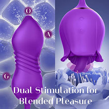 Load image into Gallery viewer, Sex Toy Dildo Vibrator for Women - 3 in 1 Rose Sex Toys Clitoral Tongue Licking Thrusting G Spot Vibrators with 9 Modes, Rose Adult Sex Toys Games, Clit Stimulator Anal Dildos for Womens Man Couples
