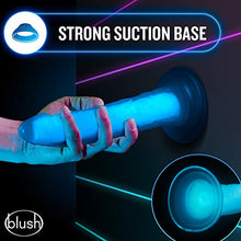 Load image into Gallery viewer, Blush Neo Elite Glow in The Dark 7.5 Inch Silicone Dual Density Cock with Suction Cup, Sex Toy for Women, Neon Blue
