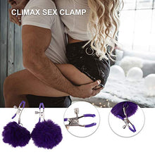 Load image into Gallery viewer, Healifty 1 Pair Purple Non Pierced Nipples Clamps Pom Pom Ball Shield Rings Nipples Rings for Lovers
