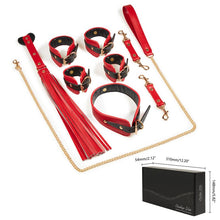 Load image into Gallery viewer, BBaiiXiann Erotic Goods Leather Set Bondage Punishment Tool Bondage 4-Piece Set Conditioning Adult Sets Torture Device(Red and Black Set)
