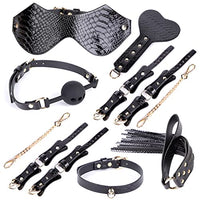 Adult Sex Toys 7Pcs Set with Storage Box For Couples - Crocodile Pattern, Selected Bondage Kit For Sex, Bed Flirting, Conditioning Supplies, Female Slave Bondage, Hand And Foot Cuffs, Collars ( Color