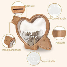 Load image into Gallery viewer, Wooden Piggy Bank, Personalized Heart Coin Ban, Couples Gifts for Boyfriend, Gifts for Children, Family, Couples, Lovers Ones, Christmas Birthday Festival Gift Home Decoration.
