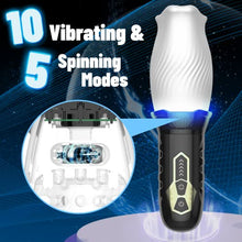 Load image into Gallery viewer, Automatic Rotating Male Masturbator, Vibrating Male Masturbators Cup with 5 Rotation &amp; 10 Vibration Modes for Penis Stimulation, Electric Pocket Pussy Male Stroking Toy, Adult Male Sex Toys for Men
