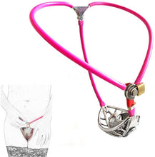 Load image into Gallery viewer, MMWMJWMB Male Stainless Steel with Cage Invisible Chastity Belt Device Underwear Fetish Panties Adjustable Chastity Device with Anal Plug Bondage Fetish Adults Sex Toy-waist/100cm~110cm,Pink
