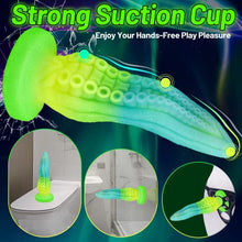 Load image into Gallery viewer, 9.6&quot; G-Spot Dildo Silicone Tentacle Dildo, Huge Realistic Dildo Glow-in-The-Dark Anal Plug with Strong Suction Cup Monster Dildo for P-Spot Stimulation Adult Sex Toy for Women &amp; Men, Blue Yellow
