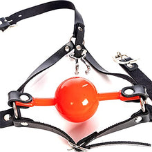 Load image into Gallery viewer, THAT NIGHT PU Leather Head Harness Bondage 4.8cm Ball Nose Hook Silicone Oral Ball Training Props Female Slave For Role Play
