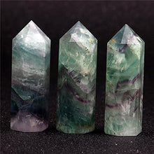 Load image into Gallery viewer, YWG Stone 75 * 20mm Fluorite Crystal Point Scepter Large 3 Inch Wand Carved Healing Reiki 6 Sided Prism Style
