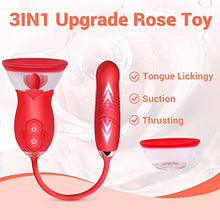 Load image into Gallery viewer, Rose Sex Toy for Womens Sex - 3in1 Vibrator with Sucking Cups Stimulator for Women, 3 Tongue Licking &amp; 10 Thrusting Vibrator Dildo Adult Sex Toys for Couples G Spot Vibrators Clitoral Nipple Pleasure
