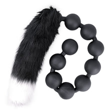 Load image into Gallery viewer, TaRiss&#39;s Anal Beads with Fox Tail Butt Plug for Women G-spot Stimulator Anal Plug Cosplay Toy for Men Prostate Massager Adult Sex Toys Black L
