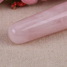 Load image into Gallery viewer, FTVOGUE Massage Stone Rose Natural Quartz Crystal Face Massage Wand Stone Smooth Stick Massaging Treatment Tool Pink 110mm(Pink)
