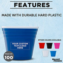 Load image into Gallery viewer, Custom Party Cup Shot Glasses 2 oz. Set of 100, Personalized Bulk Pack - Made with Hard Plastic, Great for Birthdays, Parties, Indoor &amp; Outdoor Events - Blue
