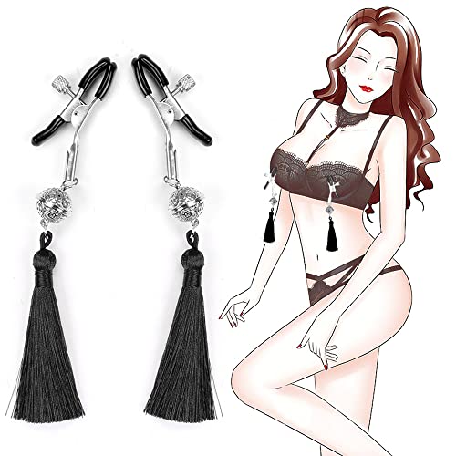 Small Bell Tassel Nipple Clamps Breast Clip Adult Sex Games Flirting Toys BDSM Goods Products Sexy Women Accessories for Sex(4PC)RED+Black