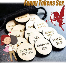 Load image into Gallery viewer, AAOCLO 20Pcs Funny Tokens Sex,Date Night Activity Tokens Funny Wooden Couples Date Night Activity Token Romantic Funny Sex Token Gift Valentines Ideas Gifts for Couples (Heart,Pack-1)
