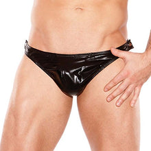 Load image into Gallery viewer, Zeus Wet Look Snap Side Thong, Black
