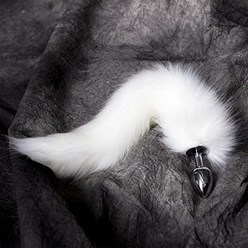 LSCZSLYH Metal Feather Anal Plug Fox Tail Anal Toys Erotic Anus Toy Butt Plug Sex Toys for Woman and Men Sexy Butt Plug Adult Accessories (Color : White)