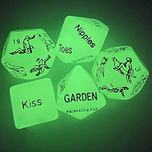 Load image into Gallery viewer, AlevRam Glowing Sex Dice Set,5 Pcs Sex Games for Adult Couples ,Sex Dice for Couples Naughty Positions,Adult Game Night, Sex Party Dices
