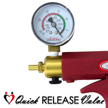 Load image into Gallery viewer, LeLuv Premium Penis Pump Maxi Red with Vacuum Gauge Upgraded Uncollapsible Slippery Silicone Hose | 9 inch Untapered Length x 2.0 inch Diameter Cylinder with Wide Flanged Base
