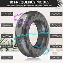 Load image into Gallery viewer, Cock Ring Erection Ball Clitoral Vibrator, Silicone Cock Ring 10 Vibration Modes Rechargeable Mode, Longer Erection, Harder Erection, Sex Toy, for Men and Couples
