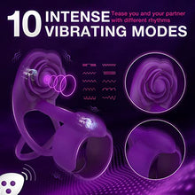 Load image into Gallery viewer, Vibrating Cock Ring Sex Toys for Couples - RIDMII 3 IN 1 Vibrating Penis Ring with 10 Vibration, Rose Shaped Female Clitoral Stimulator Vibrators with Remote, Vibrating Ring Adult Sex Toys for Couples
