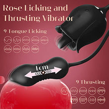 Load image into Gallery viewer, Rose Sex Toys with Thrusting Dildo - 3in1 Rose Vibrator Adult Toys Clitoral G Spot Vibrators 9 Tongue Licking &amp; 9 Thrusting Modes, Nipple Anal Dildos Adult Sex Toys Games for Women Couples Pleasure
