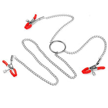 Load image into Gallery viewer, Three Heads Nipple Clamps with Metal Chains, Breast Massage Nipple Clips, Nipple Jewelry Non Piercing for Lady Own Use or Flirting with Couple (Red)
