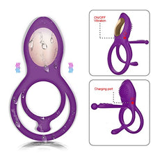 Load image into Gallery viewer, 3 in 1 and 10 Modes Vibrator for Couple, Extension Time Vibrating Cock Ring, Men&#39;s Penis Rings Vibrators, Perineum Vibrator, G spot, Clitorals Stimulator for Women (Purple with Remote)
