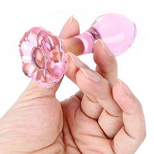 Load image into Gallery viewer, Epichao 4&#39;&#39; Flower Base Long Neck Pink Glass Anal Plug Crystal Ball Butt Plug Pleasure Wand Adult Sex Toy
