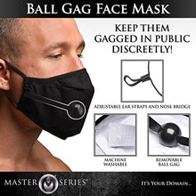 Load image into Gallery viewer, MASTER SERIES Under Cover Ball Gag Face Mask for Men Women &amp; BDSM Couples. Breathable Cotton Face Mask with Hidden Rubber Ball Gag. Machine Washable - Black
