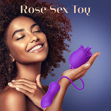 Load image into Gallery viewer, Sex Toy Dildo Vibrator for Women - 3 in 1 Rose Sex Toys Clitoral Tongue Licking Thrusting G Spot Vibrators with 9 Modes, Rose Adult Sex Toys Games, Clit Stimulator Anal Dildos for Womens Man Couples
