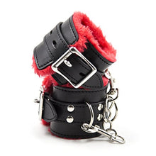 Load image into Gallery viewer, NA Plush Red&amp;Black Role Play Exercise Bands Leash Banding Handcuffs for Couples Playing
