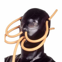 HaZiPan Unisex Latex Full Face Mask Hoods Personalized Inflatable Tube Cosplay Masked Party Rubber Catsuits Bodysuits Mask (XS)