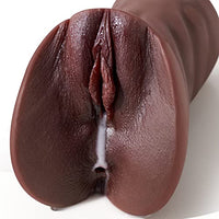 2 in 1 Brown Realistic Male Masturbator with Strong Suction,Single Opening Lifelike Pocket Pussy Toy with 3D Vagina and Anus,Goyha Portable Adult Male Sex Toy for Men Masturbation Pleasure