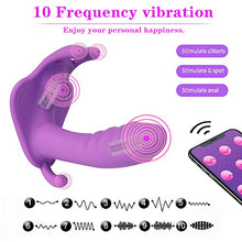 Load image into Gallery viewer, 10 Speeds Butterfly Vibrator Wearable Panties,APP Wireless Remote Control Pants Clit Stimulator Sex Toy for Couple,Purple
