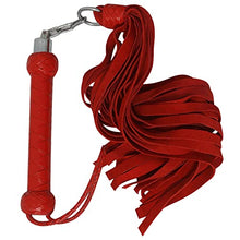 Load image into Gallery viewer, Genuine Suede Leather Revolving Heavy Thick Red Flogger 25 Tails Heavy Duty
