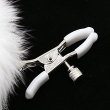 Load image into Gallery viewer, JIAHAO Furry Feather Nipple Clamps Clips Adjustable Rabbit Tail BDSM Sex Toy Unisex (White)
