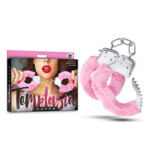 Load image into Gallery viewer, Temptasia by Blush - Pink Faux Fur Metal Hand Cuffs Realistic - Double Lock Adjustable Wrist Restraints with Keys and Safety Release - Heavy Duty Fantasy Bondage BDSM Kinky Couples Sex Toy
