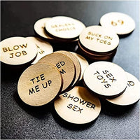 AAOCLO 20Pcs Funny Tokens Sex,Date Night Activity Tokens Funny Wooden Couples Date Night Activity Token Romantic Funny Sex Token Gift Valentines Ideas Gifts for Couples (Round,Pack-1)