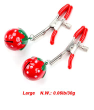 Load image into Gallery viewer, 1 Pair Cute Strawberry Nipple Clamps Decorative Nipple Clamps with Bells Nipple Clips for Women Pleasure Adult Sexual Toys for Couples (Large Bell)
