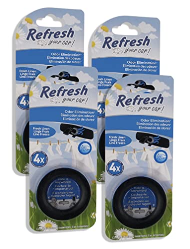 Refresh Your Car Discrete Odor Eliminating Ring (Fresh Linen, 4 Packs)