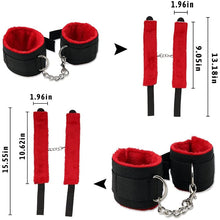 Load image into Gallery viewer, 11 Pcs Bed Restraints Kit Bed Bondage Eye Mask Blindfolds Soft Wrist and Ankle Handcuffs with Restraint Straps Rope for Couples Sex - Red
