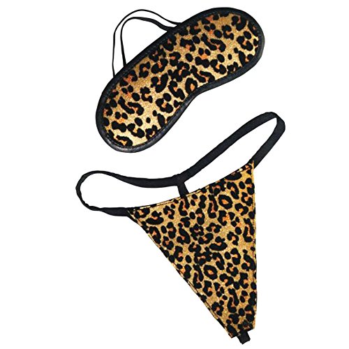 Extreme Pure Gold - Leopard Blindfold & G-string, Gold