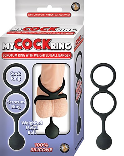 Nasstoys My Cock Ring Scrotum with Weighted Ball Banger, Black, 2 Ounce