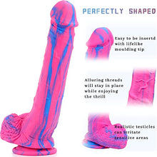 Load image into Gallery viewer, Double Layered Silicone Realistic Dildo Lifelike with Strong Suction Cup for Hands-Free Play, Realistic Penis for G-Spot Stimulation Adult Anal Sex Toys Unisex Couples Strap-on Compatible Cotton Candy
