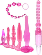 Load image into Gallery viewer, Ousandy 7PCS Waterproof Silicone Anales Trainer Set Plug Adults Vibrating Anal Beads Butt Plug for Women and Men Anal,with Beads Plug Kit
